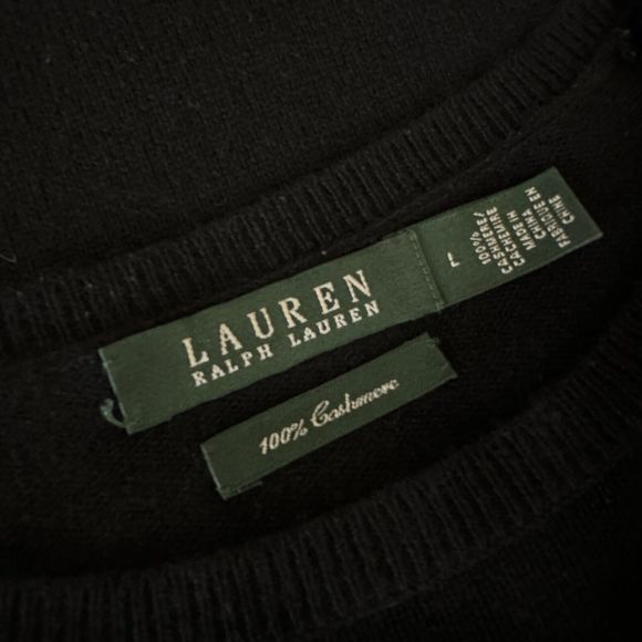 Ralph Lauren Sweater Womens LARGE Black 100% Cashmere Crew Neck Pullover - Picture 6 of 7